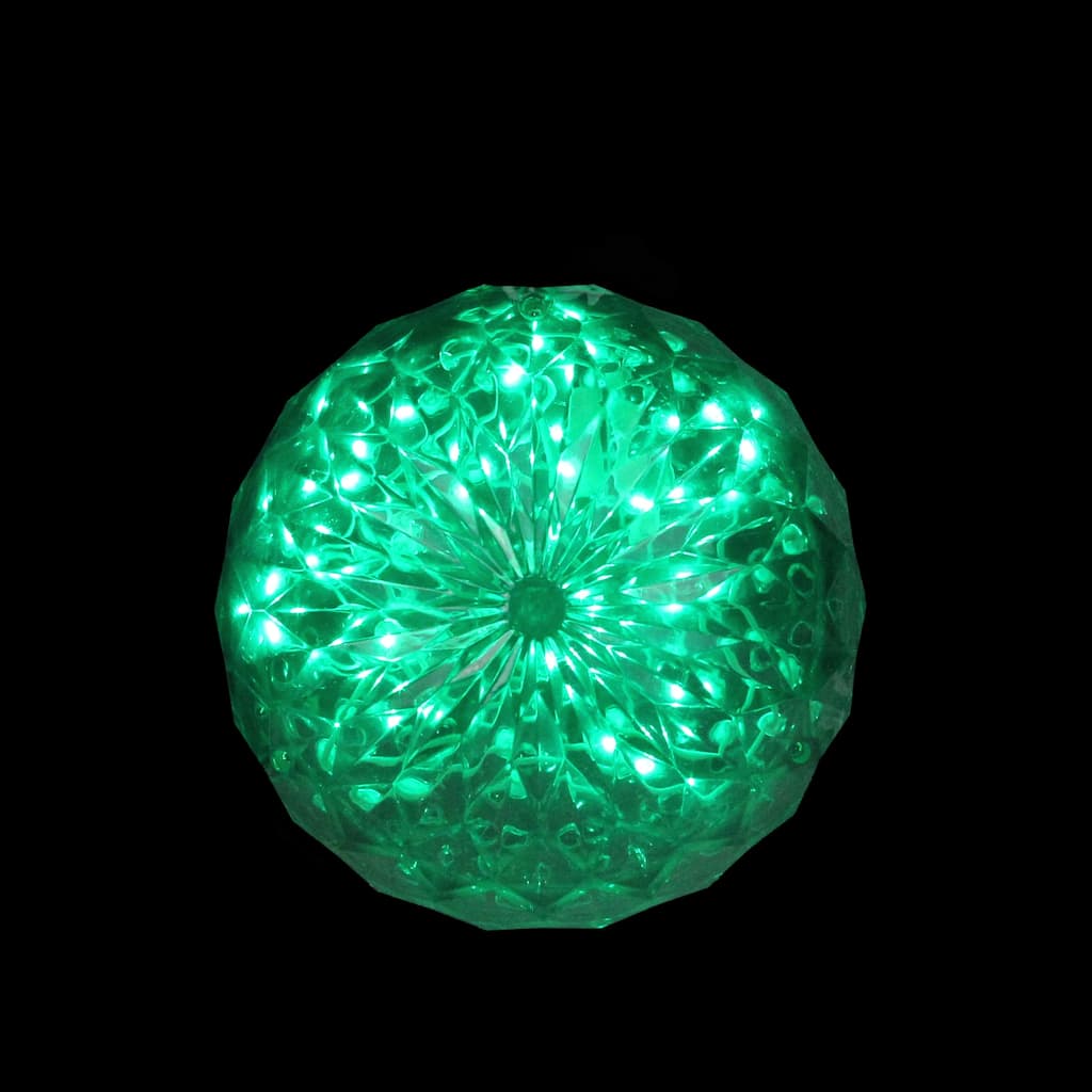 6" LED Green Hanging Crystal Sphere Ball Outdoor Christmas Decoration