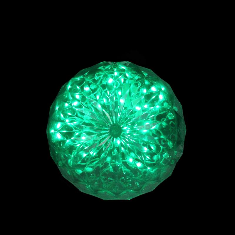 6" LED Green Hanging Crystal Sphere Ball Outdoor Christmas Decoration