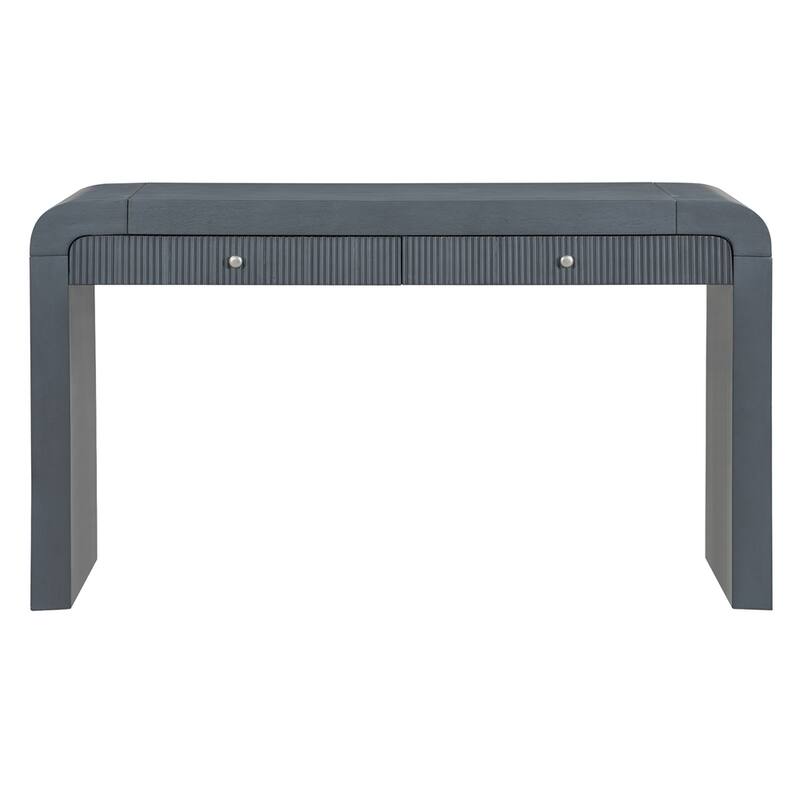 Console Table with Fluted Drawer,Curved Corners,and Thick Legs for Hallway & Living Room