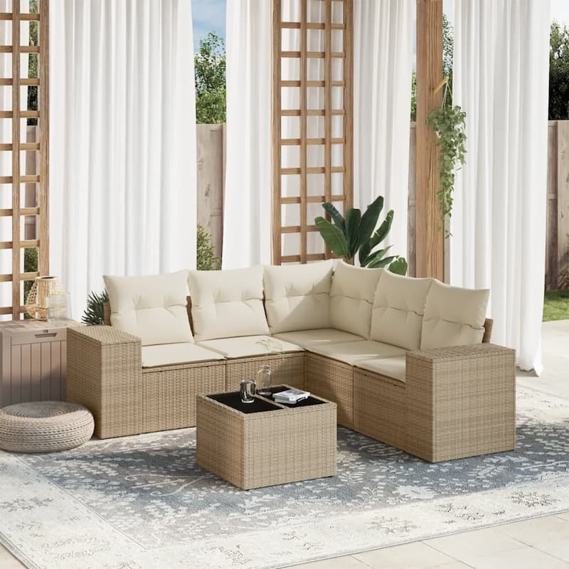vidaXL Garden Sofa Set - Beige and cream With table