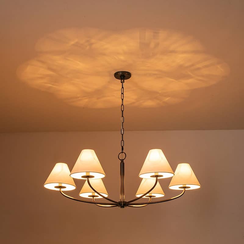 6-Light Classic French Tapered Linen Shade Chandelier - 43in Width
