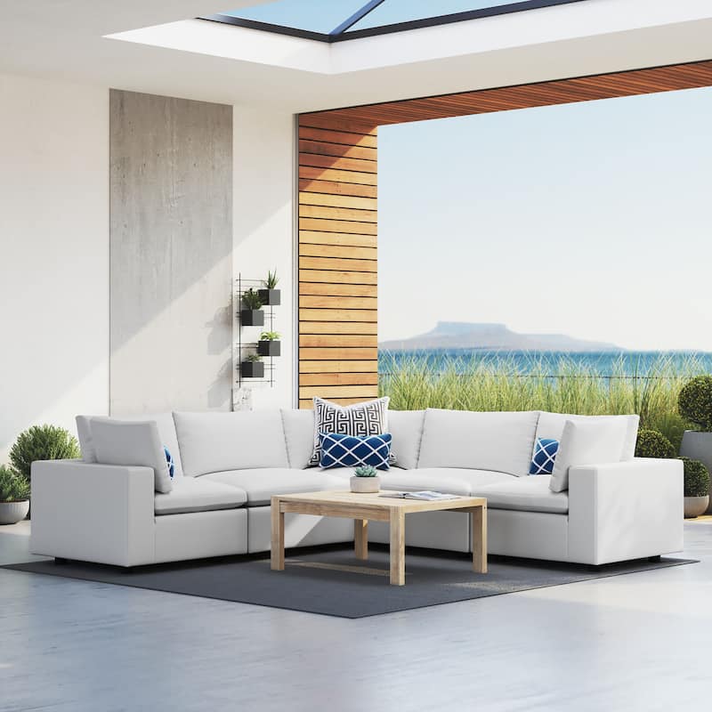 Commix 5-Piece Sunbrella® Outdoor Patio L-Shape Sectional Sofa - White