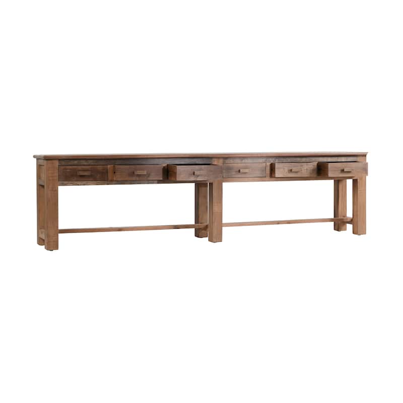Classic Home Ezra Reclaimed Wood 6Dwr Console Table Natural