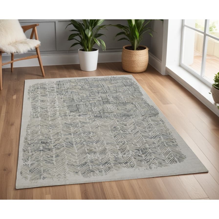 Xukol Distressed Abstract Modern Woven Durable Area Rug By HomeRoots - 4' x 6'