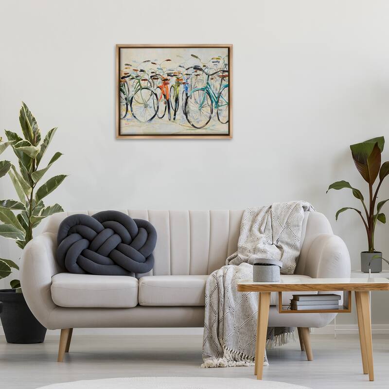Stupell Abstract Expressive Bicycles Framed Floater Canvas Wall Art Design By Dusza