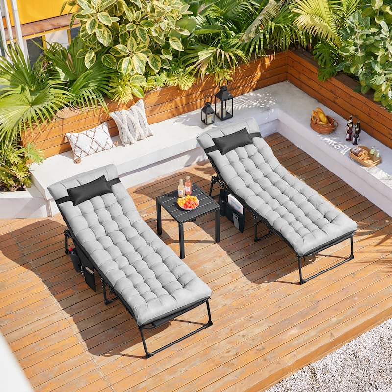 Yaheetech Outdoor Folding Tanning Chair with Removable Padded Cushion and Face Hole