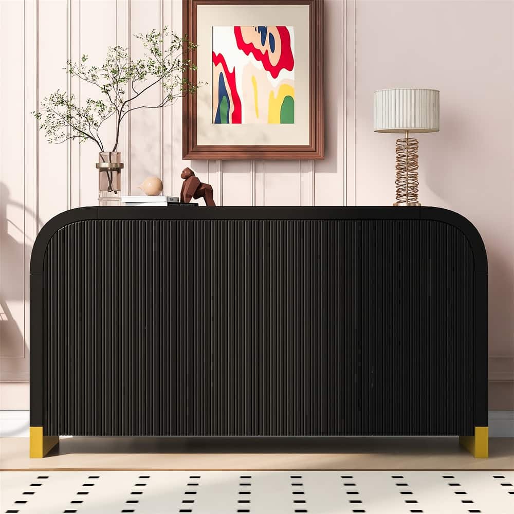 4-door Curved Corner Design Wavy Door Panel Cabinet