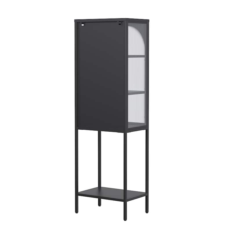 Benoît 62.99 inch Black One Door Metal Storage Cabinet with Fluted Clear Door