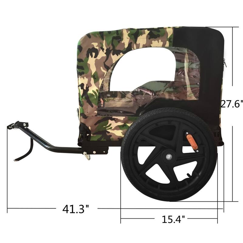 Foldable Dog Bike Trailer with Steel Frame, 16-Inch Wheels, and 88lb Capacity