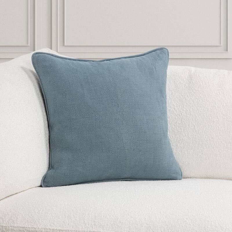 Villa by Classic Home Bedford Linen Fabric Throw Pillow - Chambray Blue