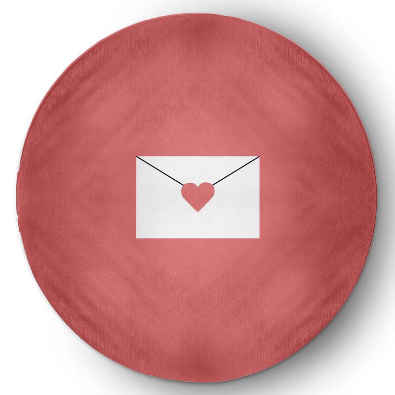 Love Letter Valentines Chenille Indoor/Outdoor Rug - Coral - 5' Round