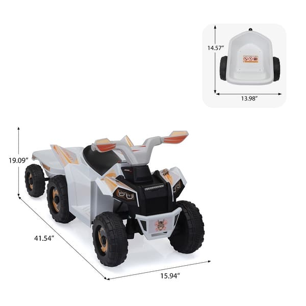 dimension image slide 1 of 5, 6V Kids Electric ATV, Toddler Ride on Car with Trailer Quad Toy Car