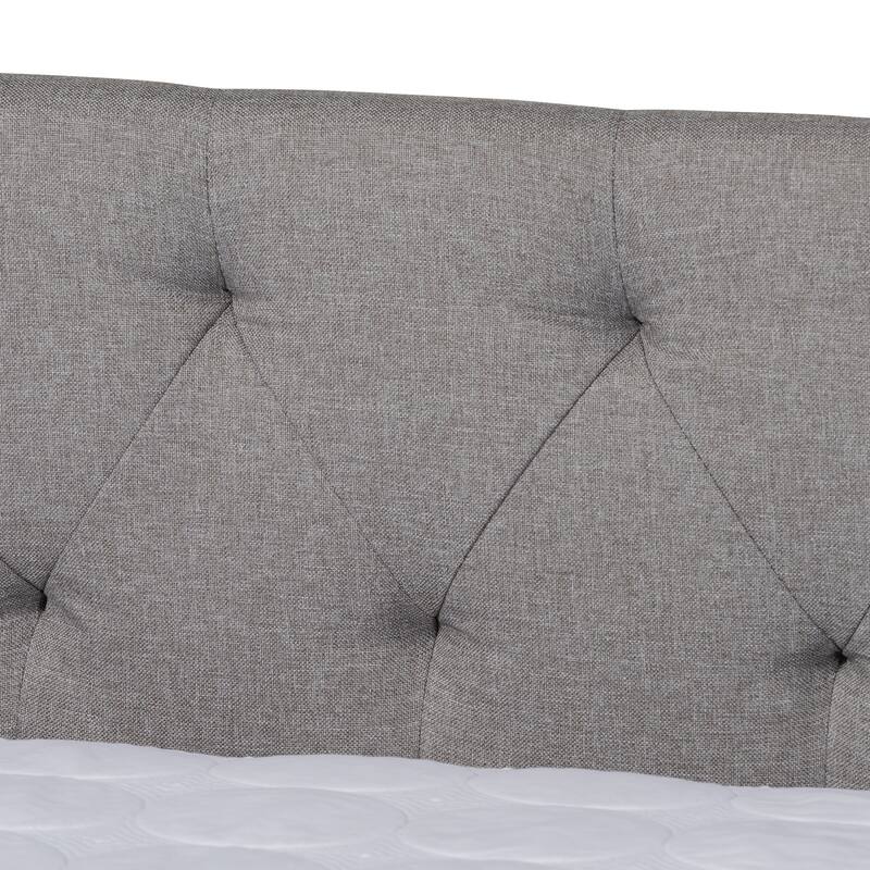 Full Size Daybed with Trundle, Light Grey Upholstered Bed Frame, Button Tufted Design