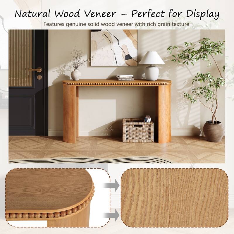 Mirod Vintage Console Table with Beaded Trim and Reversible Curved Legs