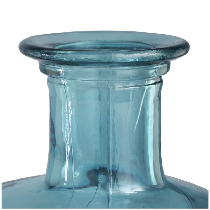 Recycled Glass Handmade Tall Spanish Bottleneck Decorative Vase - Blue, Teal, Clear - Roche River Decor