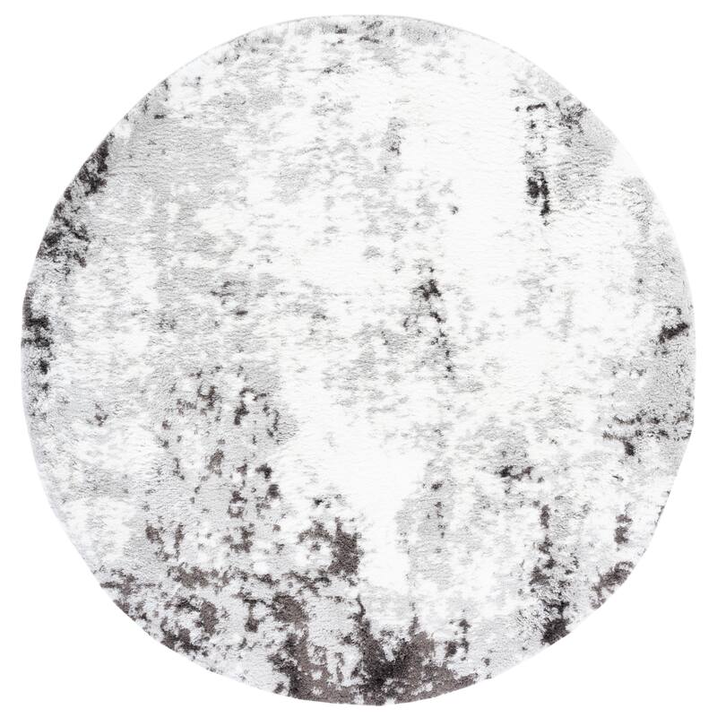 SAFAVIEH Berber Shag Mairi Rug - 7' Round - Grey/Dark Grey