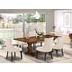 preview thumbnail 1 of 23, East West Furniture Dining Room Set- a Wooden Table and Light Beige Linen Fabric Dining Chairs, (Pieces & Finish Options) LAFR7-81-02