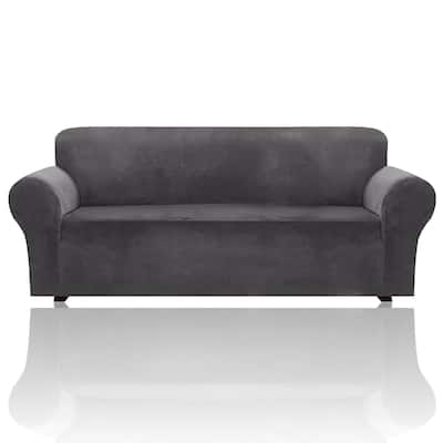 1-Piece Stretch Velvet Plush Sofa Slipcover