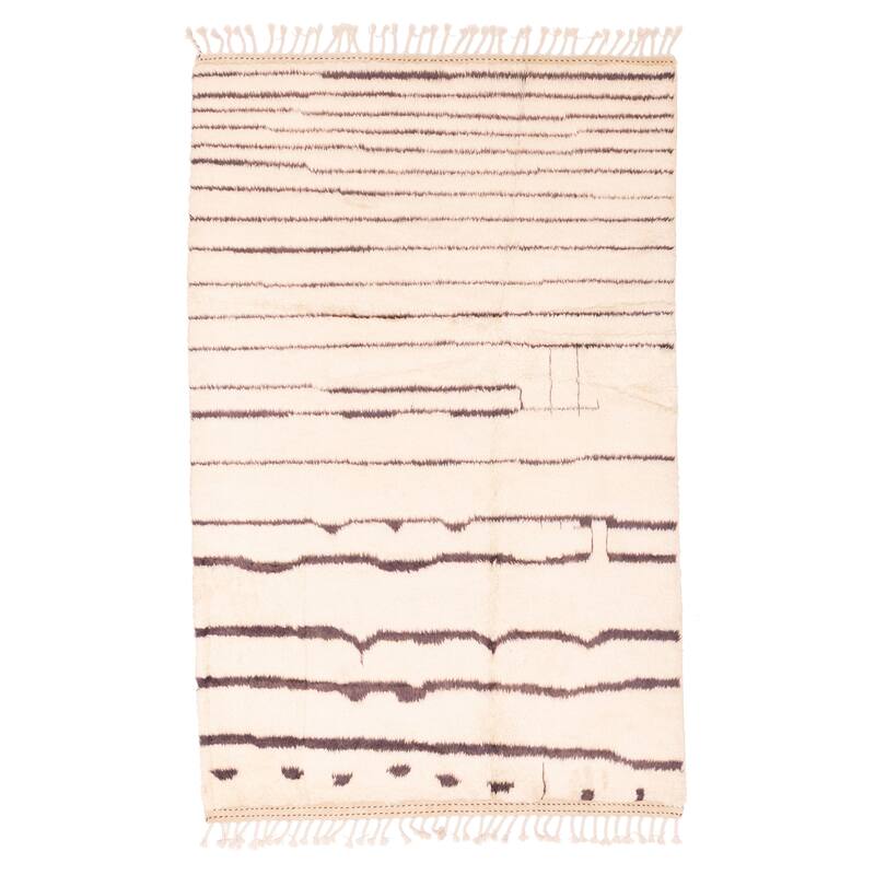 ECARPETGALLERY Hand-knotted Pak Finest Marrakesh Cream Wool Rug - 4'1 x 6'1