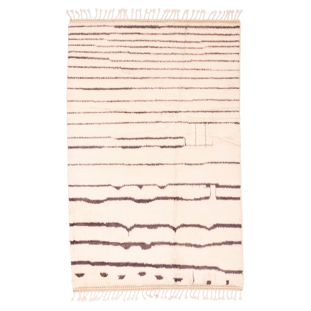 ECARPETGALLERY Hand-knotted Pak Finest Marrakesh Cream Wool Rug - 4'1 x 6'1