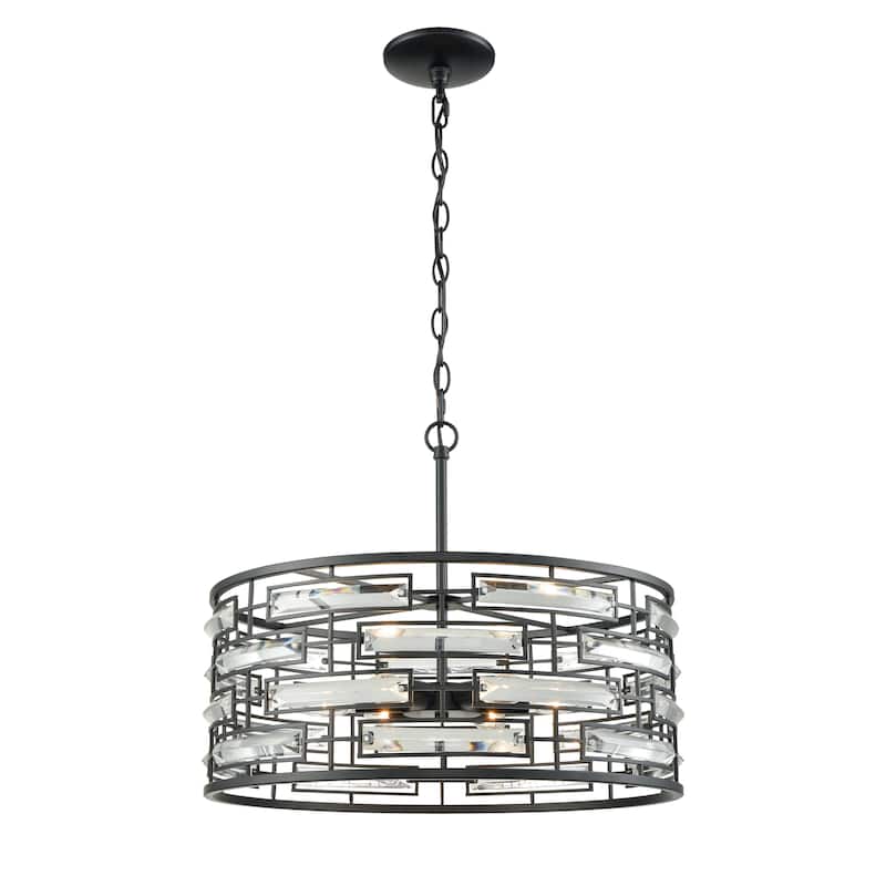 Lineo 20-inch Wide 6-Light Chandelier in Matte Black - 20in W x 20in D x 9in H - 20in W x 20in D x 9in H - Black