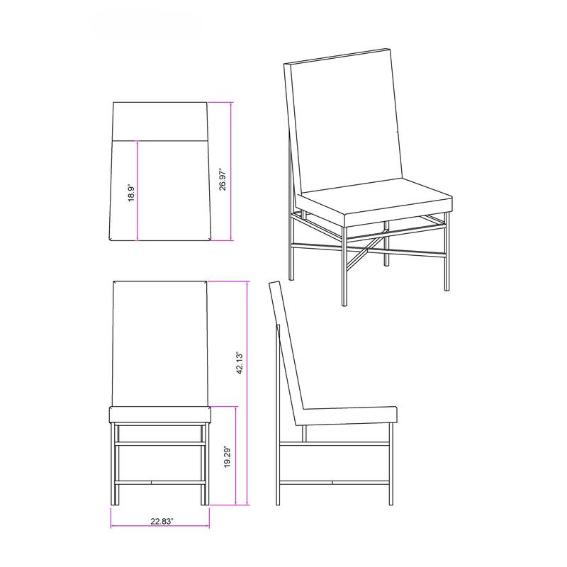 Somette Contemporary Side Chair with Steel Frame, Set of 2