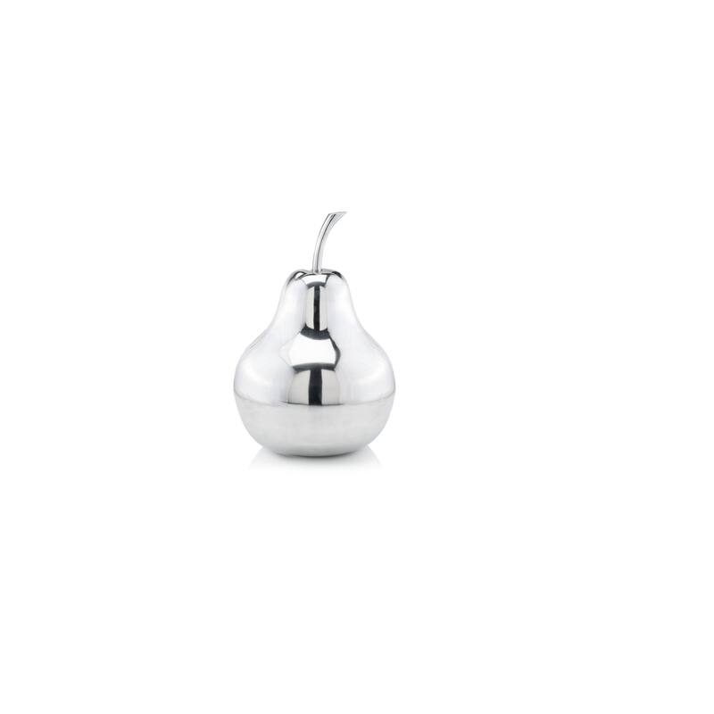 HomeRoots 17" Silver Buffed Aluminum Decorative Pear Tabletop Sculpture - 12' X '17' X '12