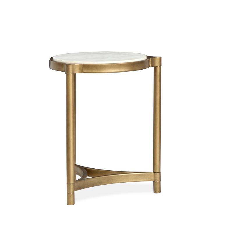 Magnussen Home Cassidy Aged Brass and Volakas Classic Round Accent Table - 19.88''W x 19.63''D x 24''H