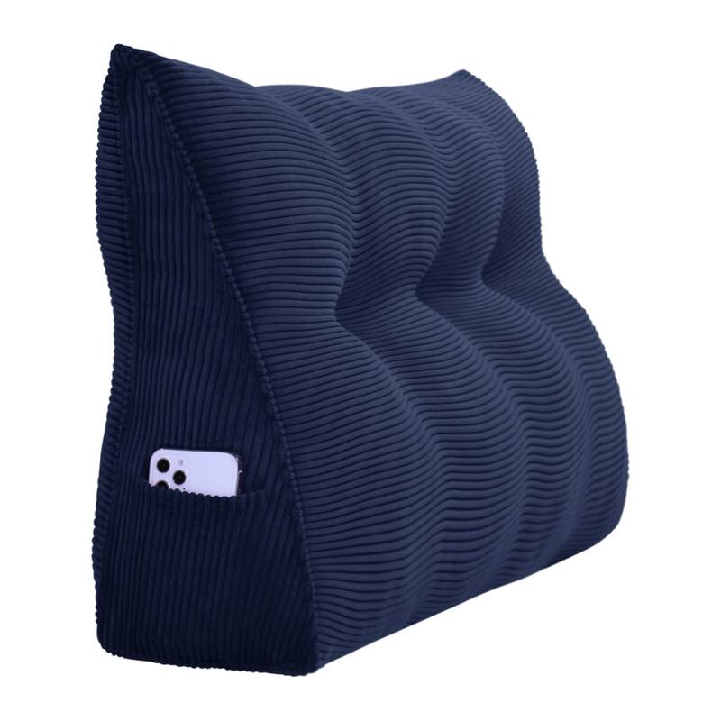 Corduroy Headboard Wedge Reading Pillow for Twin Dorm Bed & Daybed Side Back Support