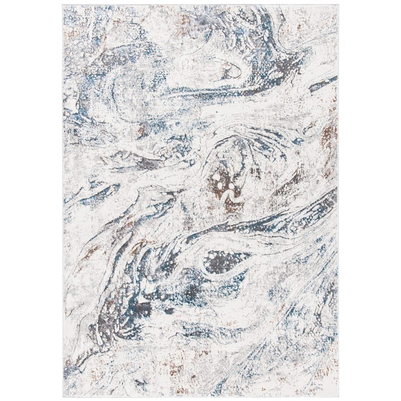 SAFAVIEH Sonoma Drucilla Modern Abstract Rug - 6'7" Square - Ivory/Light Blue