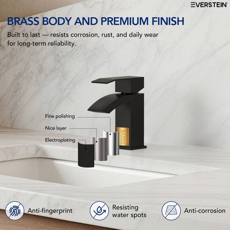 Single Handle Single Hole Waterfall Bathroom Faucet with Pop‑Up Drain