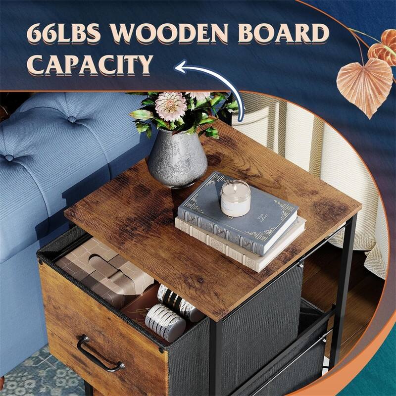 2 Drawer Mobile File Cabinet - 15.7"D x 15.4"W x 26.8"H