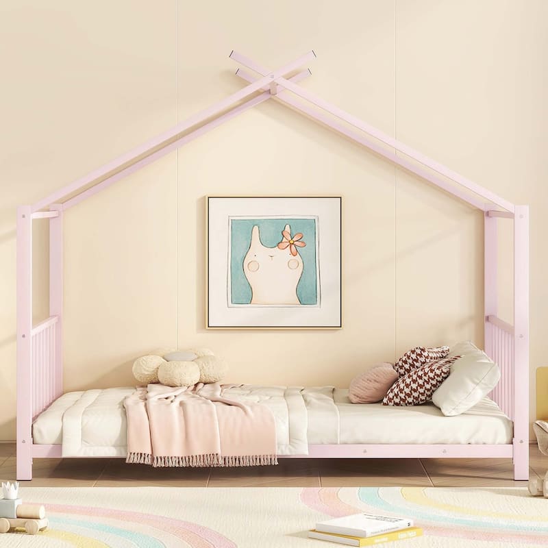 Twin Size Metal House Platform Bed