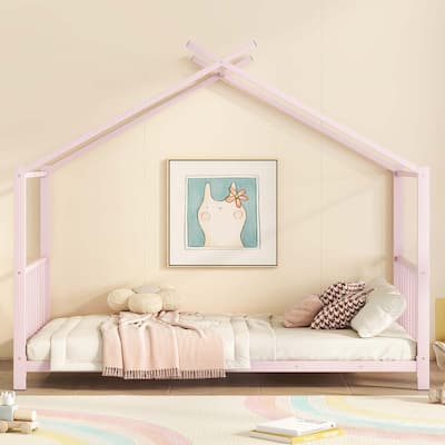 Twin Size Metal House Platform Bed