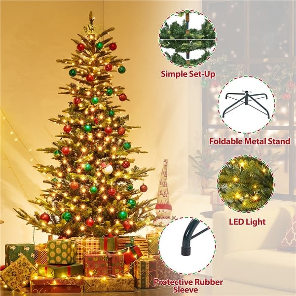 Yaheetech Pre-Lit Christmas Tree Artificial Christmas Tree with Warm White  Incandescent Lights - Bed Bath & Beyond - 38916288