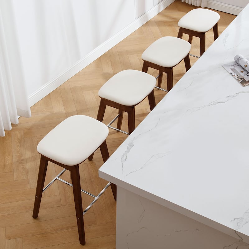 26-Inch Faux Leather Wood Counter Stools Set of 1/2/3 - 26"H x 18.1"L x 16.5"D