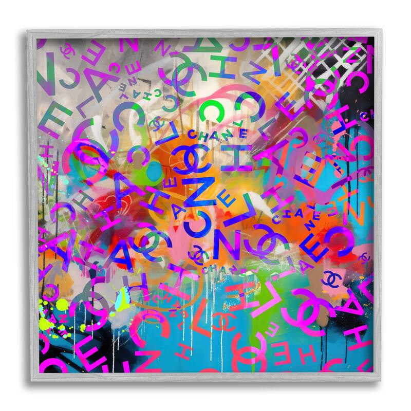 Stupell Modern Glam Logos Framed Giclee Art Design by Ziwei Li - 12 x 12 - Grey