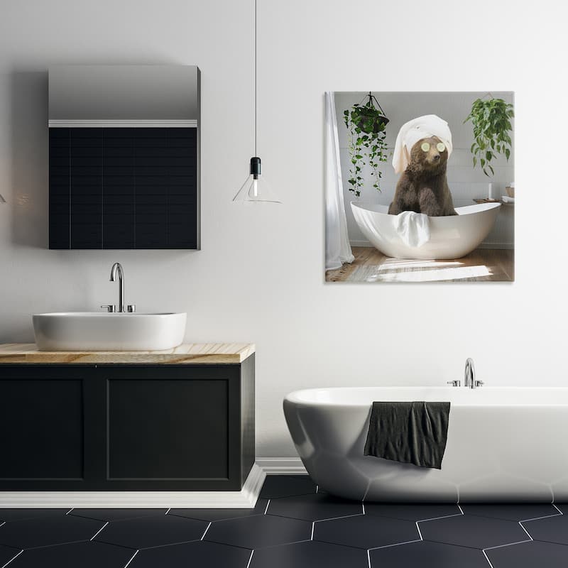 Stupell Bear in Refreshing Spa Bath Canvas Wall Art Design By CAD Designs