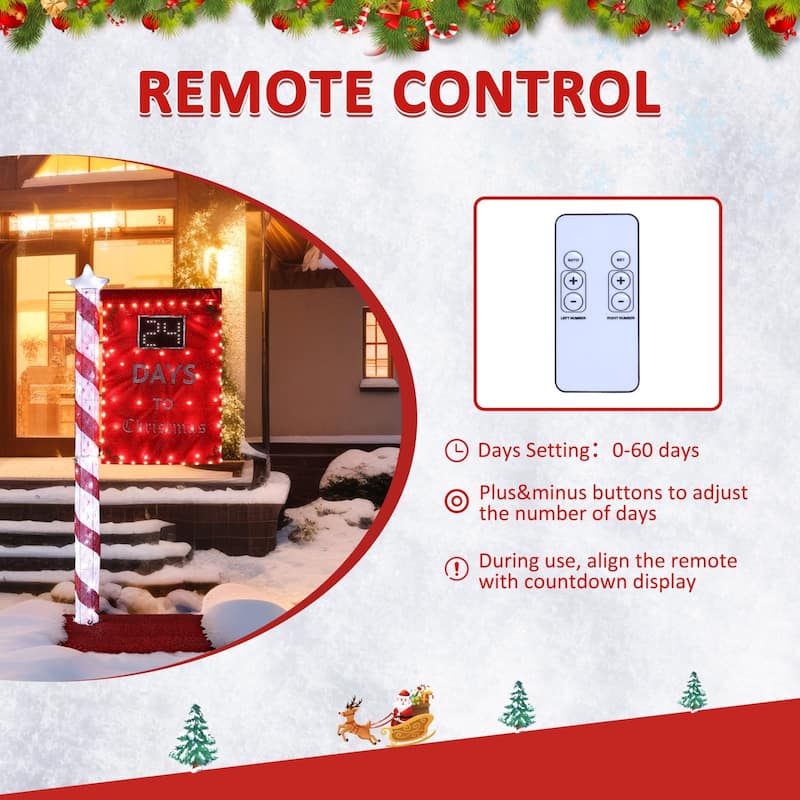 VEIKOUS 5FT Lighted Christmas Countdown Sign, Outdoor Countdown Board with Days Setting & Sturdy Steel Frame