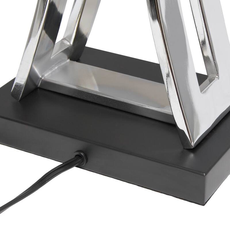 27.5" Tall Rectangular Shade Table Lamp Chrome Base 3-Way Switch Perfect for Desk or Living Room - 15”L x 8”W x 27.50”H