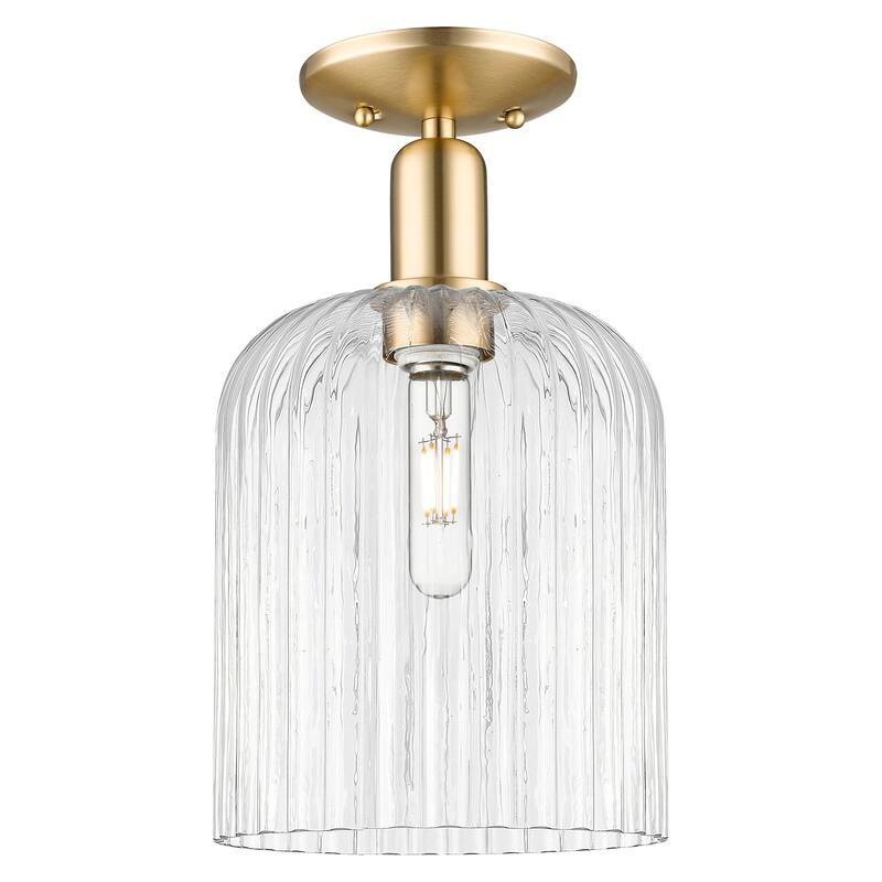 Innovations Lighting 716-1C-15-8 Bridal Veil Semi-Flush Bridal Veil 8" - Champagne Bronze / Clear