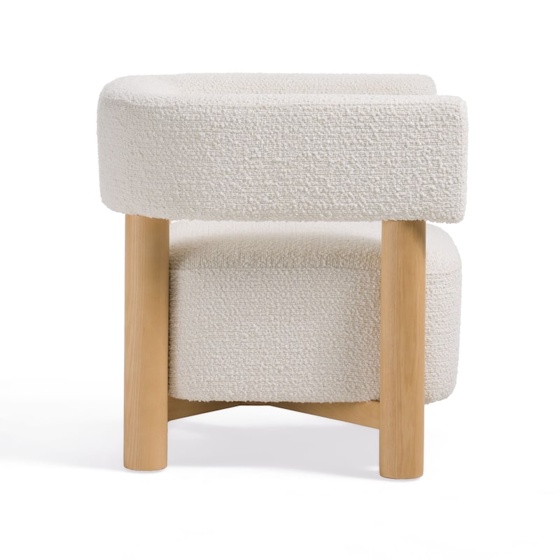 Modrest Fang Modern White Fabric & Wood Accent Chair