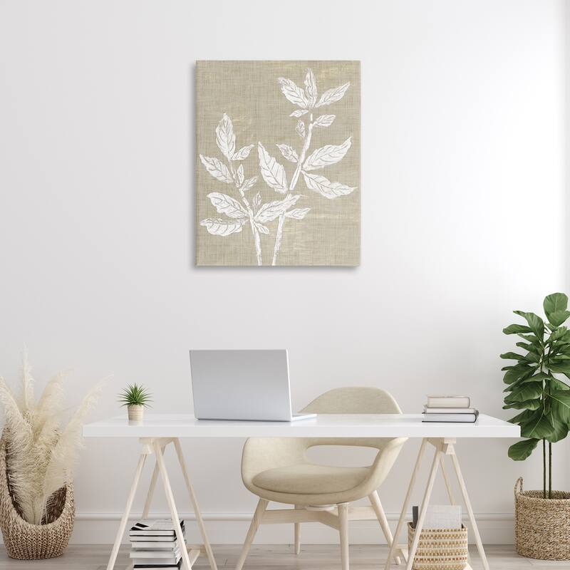 Stupell Boho Leaves on Natural Pattern Canvas Wall Art Design By Melissa Wang