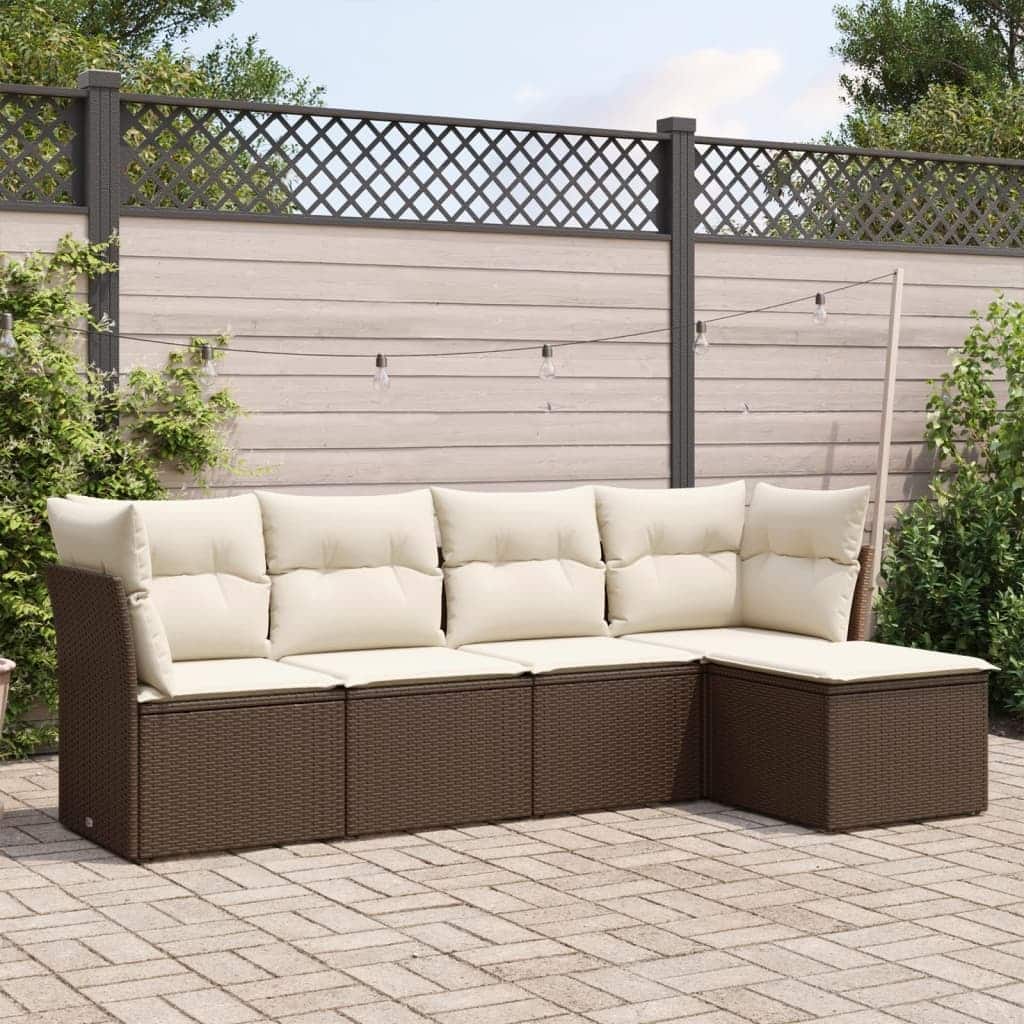 vidaXL Garden Sofa Set Brown,Cream White - 21.7 x 21.7 x 14.6