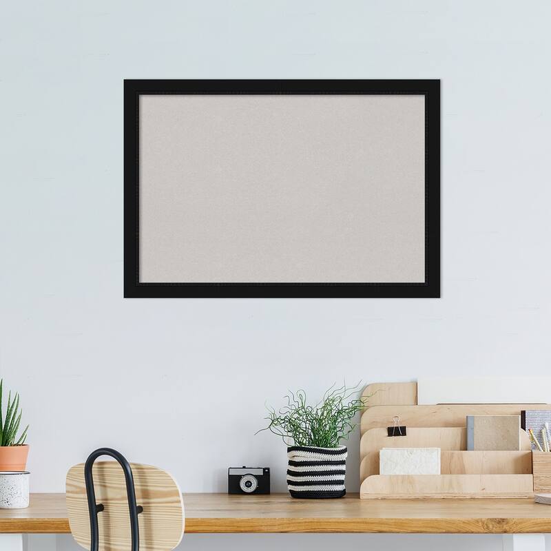 Avon Black Narrow Framed Grey Corkboard Bulletin Board, Organization Board, Pin Board