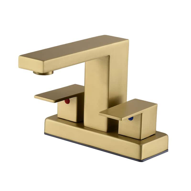 2-Handle Bathroom Sink Faucet Centerset in Black / Gold