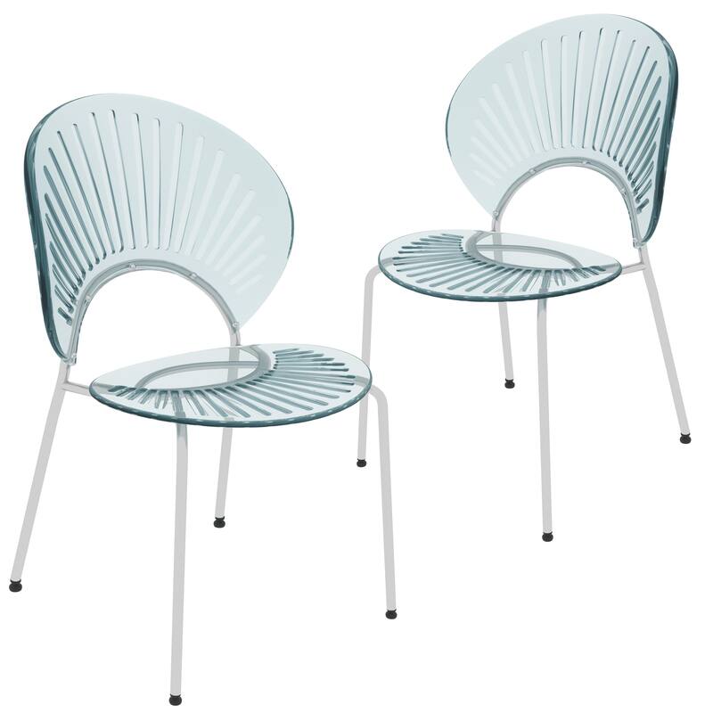 Opulent Plastic Dining Side Chair With Chrome Base Set of 2 - Smoke