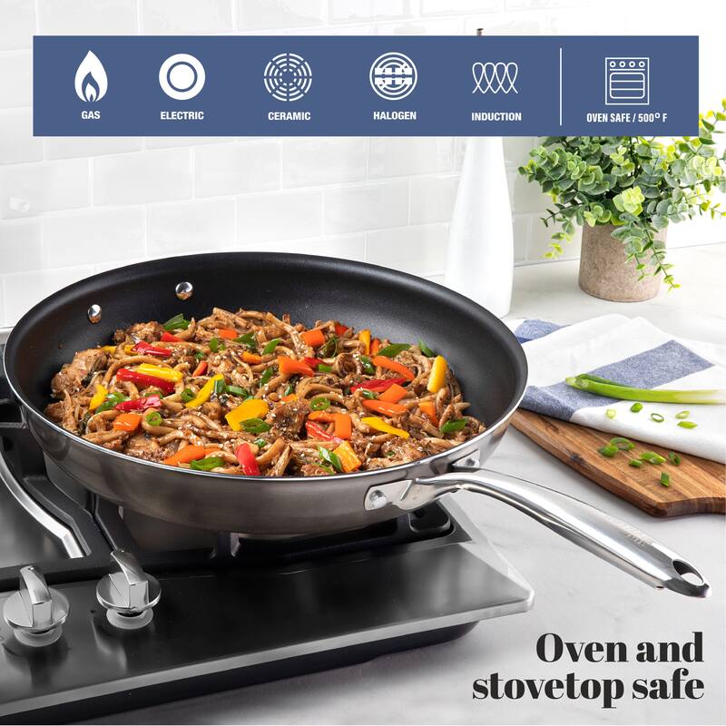 Gotham Steel Pewter Cast Textured 12" Nonstick Fry Pan with Stay Cool Handle