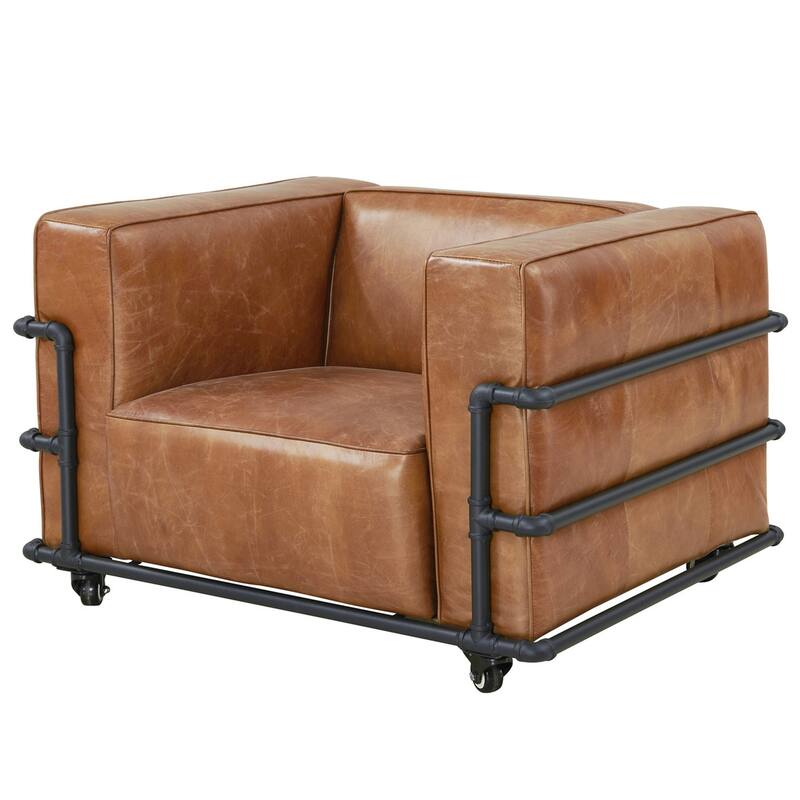 Henry Industrial Modern Leather Arm Chair (2 Colors Available)