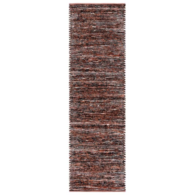 SAFAVIEH Handmade Cape Cod Sabrie Cotton Rug - Orange/Black - 2'3" x 8' Runner